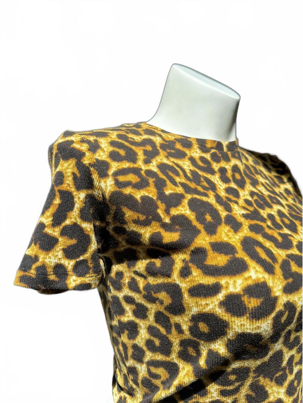 ZARA Leopard Print Crop Top Stretch Tee Y2K Club Kid - Picture 4 of 5